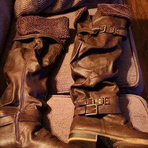 JustFab Chocolate Over the Knee Boots